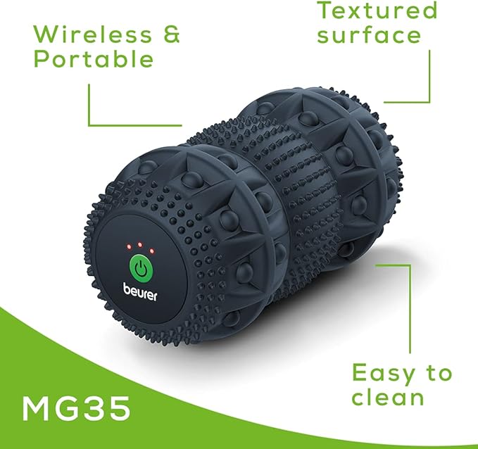 Beurer 3-Speed Vibrating Massage Roller - High-Intensity Deep Tissue Massager for Targeted Muscle Relief, Mobility & Training - Trigger Point Massage Ball, MG35