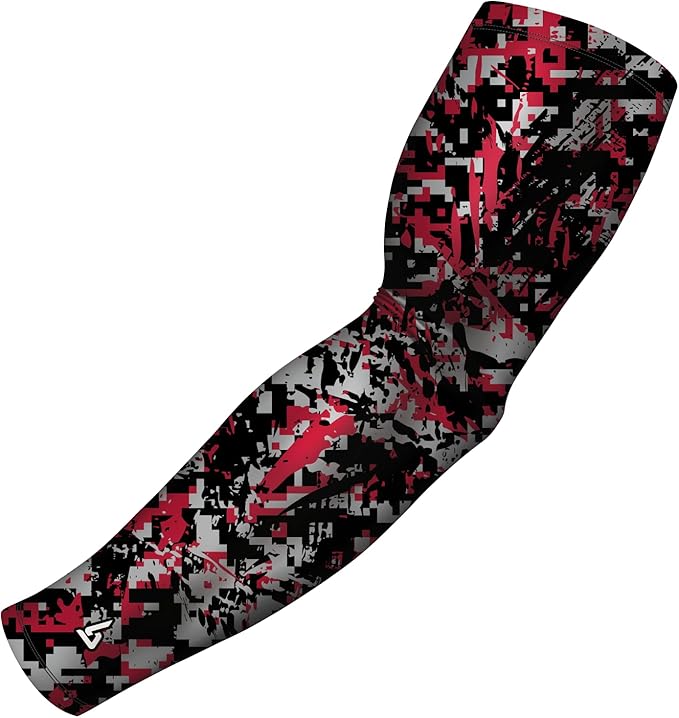 B-Driven Sports Pro Fit Compression Arm Sleeve for Men Women & Youth, Basketball Baseball Football, Single Digital Designs