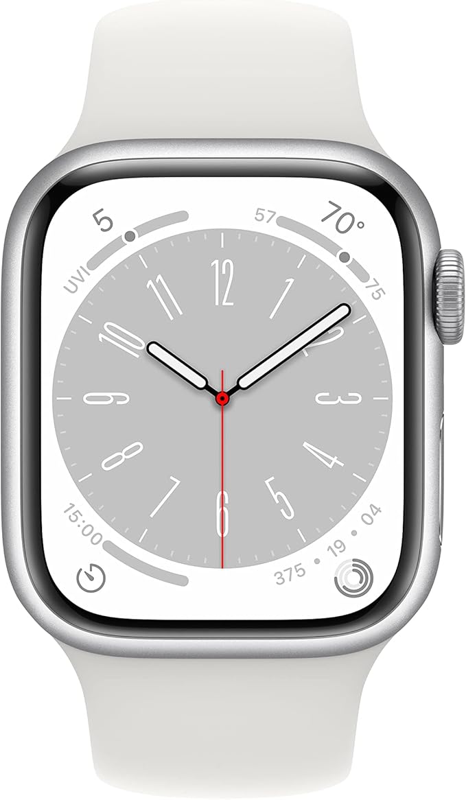 Apple Watch Series 8 [GPS + Cellular, 41mm] - Silver Aluminum Case with White Sport Band, S/M (Renewed)