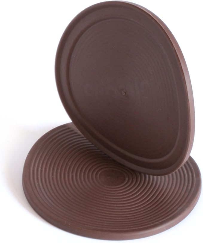 Slipstick CB885 3-1/2 Inch Large Non Slip Rubber Floor Surface Protector Pads (Set of 4 Grippers) Round - Chocolate Brown
