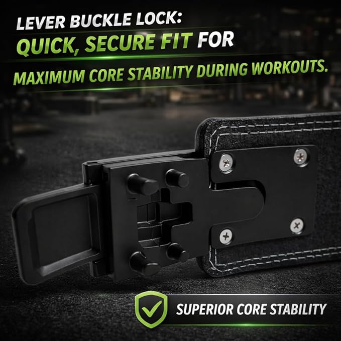 Harcos 13mm Premium Full Grain Leather Lever Weight Lifting Belt for Men & Women – Premium Gym Belt for Powerlifting, Squats, Deadlifts – Heavy Duty Lever Buckle – Weightlifting Belt for Gym Training & Bodybuilding