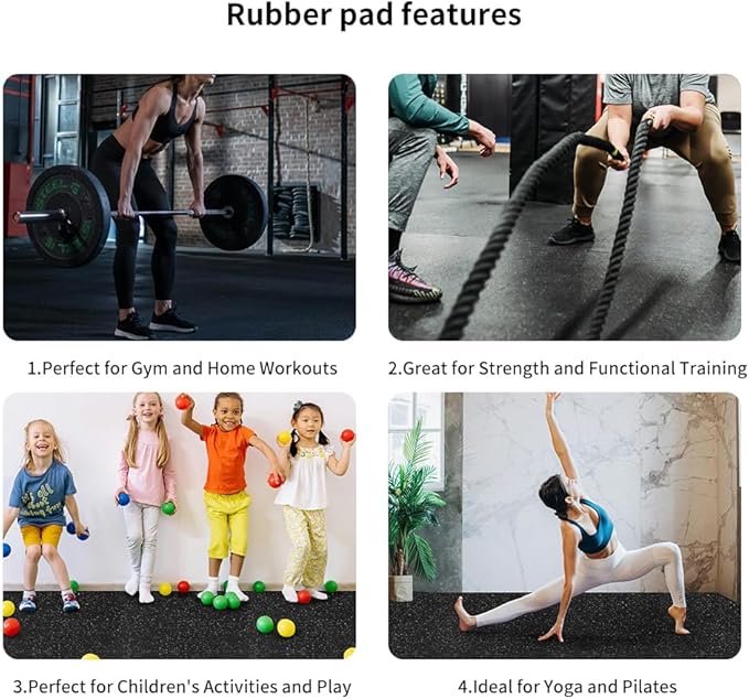0.8in Thick 48 Sq Ft Gym Flooring for Home Gym, 12 Tiles Workout Exercise Equipment Mats, Rubber Top with EVA Foam, Interlocking Puzzle Floor Tiles for Fitness Room, Protective Flooring Mat
