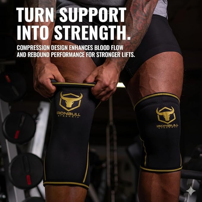 Iron Bull Strength Knee Sleeves 7mm (1 Pair) - Compression Brace & Knee Sleeve For Weightlifting, Powerlifting & Cross Training - Knee Support for Squats - Men & Women