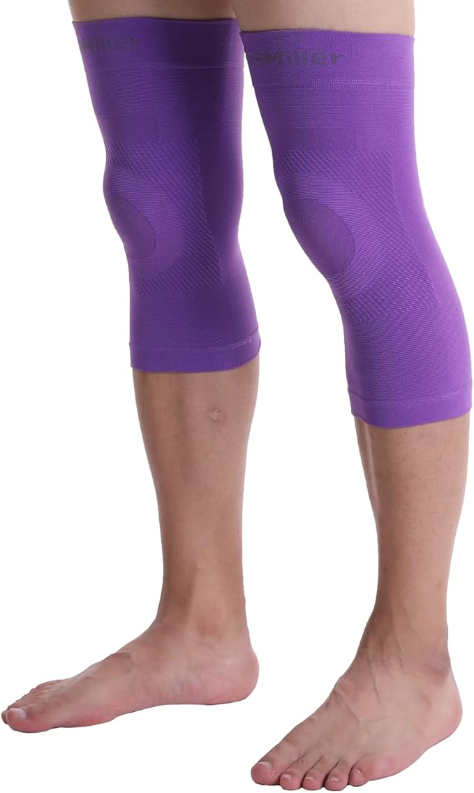 Doc Miller Knee Compression Sleeve Brace for Men & Women (Pair) Best Support for Workout Running ACL Arthritis Pain Relief