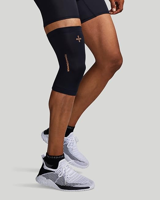 Tommie Copper Core Compression Infrared Knee Sleeve, Unisex, Men & Women, 4D Stretch Infrared Infused, Self-Warming Sleeve for Muscle Support & Stability - Black - Medium