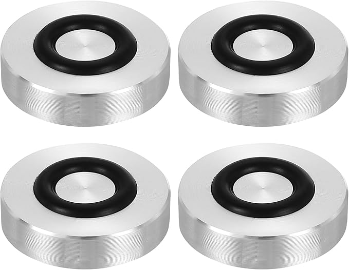 uxcell M8 Thread 25mm / 1" Dia 8mm Thick Aluminum Circle Disc Glass Top Adapter 4pcs Round Solid Table Feet Pad Plate Hardware with Anti-Slip Rubber Ring