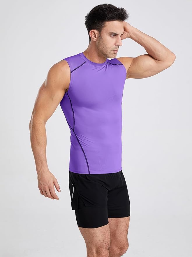 4/5/6 Pack Athletic Sleeveless Shirts for Men Workout Tank Tops Compression Tank Top Gym Muscle Shirts for Running