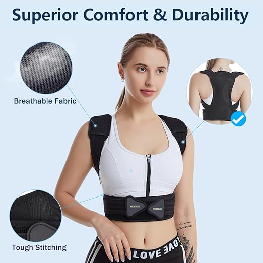 Mercase Professional Posture Corrector for Men & Women, Maximum Support Back Brace, Adjustable & Rigid for Upper Back Pain, Shoulder Relief, Spine Alignment, Stops Slouching, Extra Large(39-50 in)