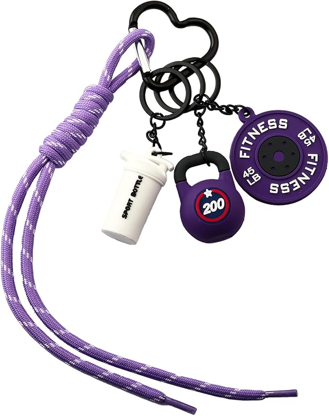 Gym Dumbbell Barbell Kettlebell Purse Keychain - Muscle Faith Cup Rope Gym Bag Handbags Purse Charms - Fitness Gift