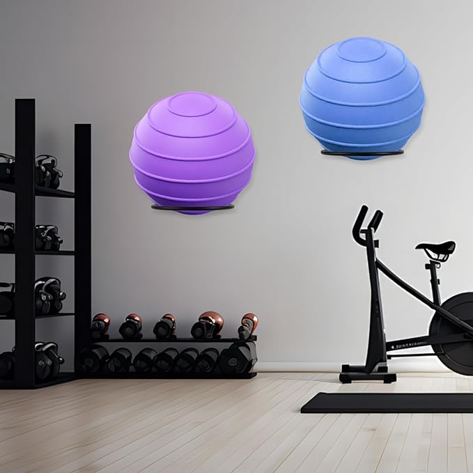 Black Yoga Ball Holder, Exercise Ball Storage Ball Holder Wall Mount Stability Ball Holder for Home and Yoga Studios or Commercial Gyms,Acts as a Yoga Ball Holder. Set of 2.