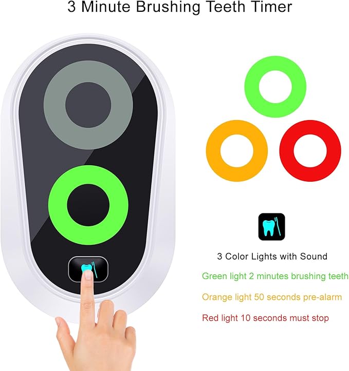 Toothbrushing Timer for Kids 2 to 3 Minutes, Funny Novelty Gift for Kids Adults, Magnetic Waterproof Timer with Color Lights in Bathroom for Children Training Coach (White)