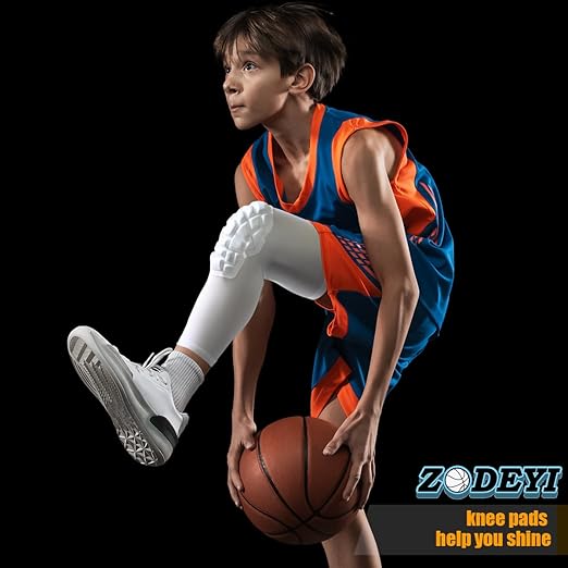 Knee Pads Wrestling Knee Sleeve Compression Leg Sleeves for Volleyball Basketball, Knee Compression Sleeve for Youth and Adult(White_L_1 Pcs)