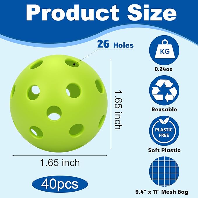 Coopay 20/40/80 Pack Mini Plastic Practice Baseballs, 1.65inch Small Soft Training Balls with Drawstring Bag for Baseball Hitting, Pitching & Batting Training, Indoor & Outdoor