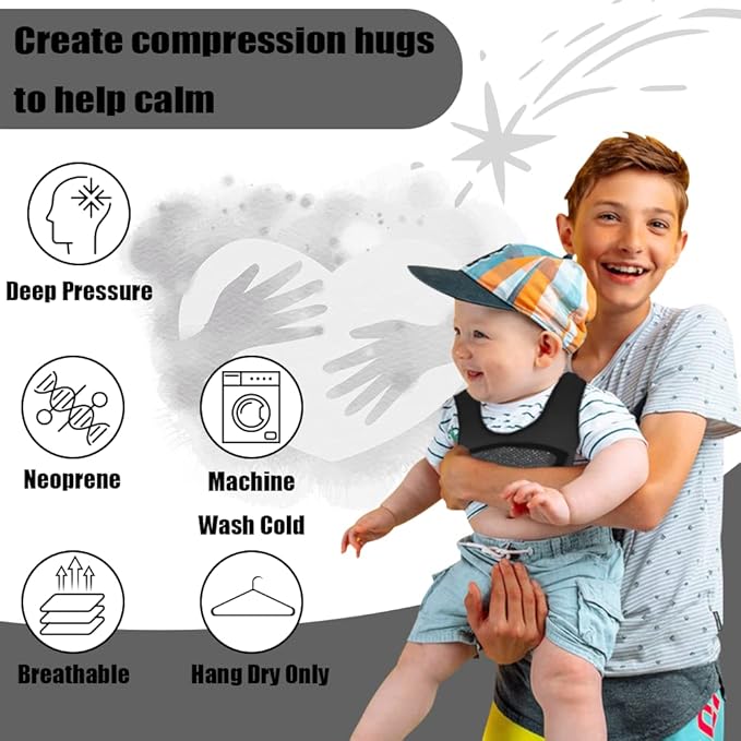 Compression Vest for Kids (Small, Ages 2 to 4) Weighted Vest for Kids Including 6 Removable Weights Black