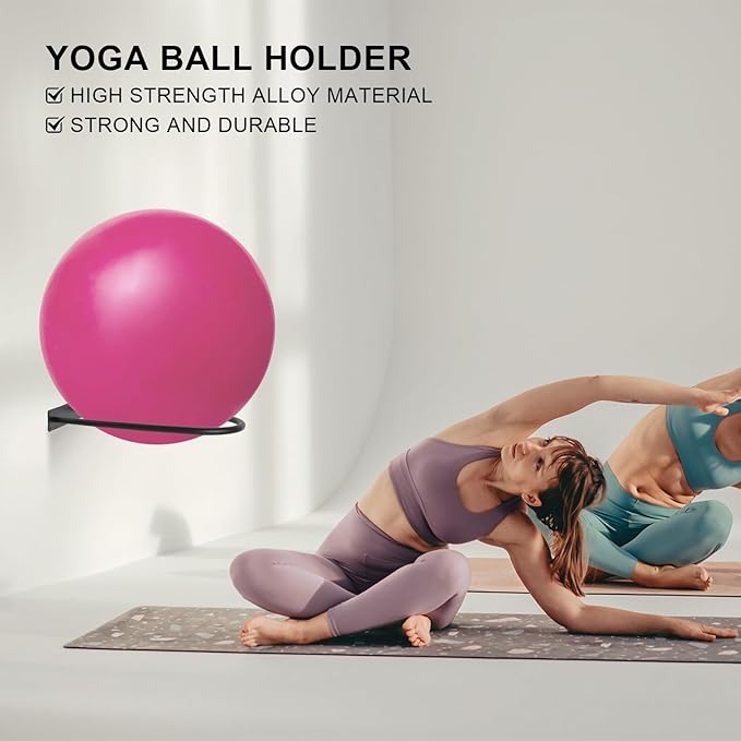Stability Ball Holder Wall Mount - Heavy Duty Exercise & Yoga Ball Storage Rack for Home, Yoga Studios, and Commercial Gyms - Space-Saving Design for Stability Balls up to 85cm(Black 1-Pack)