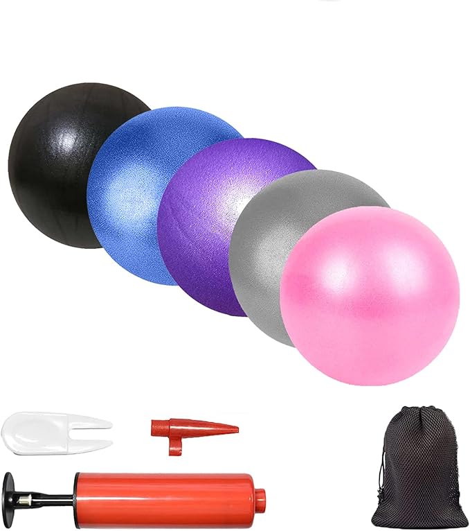 Mini Pilates Exercise Yoga Ball, 9 Inch Small Inflatable Exercise Yoga Ball,Core Training and Physical Therapy Equipment, with Pump