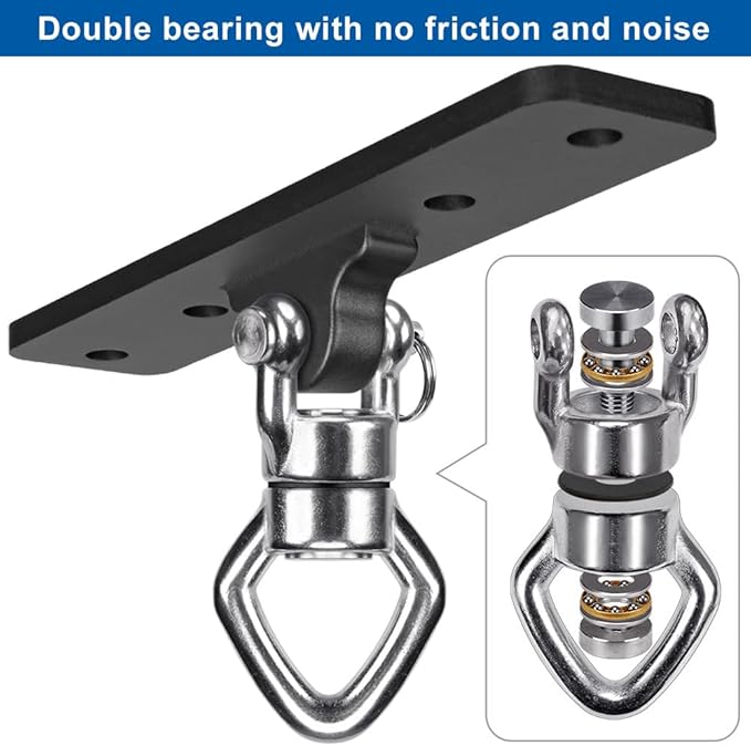 BeneLabel Ceiling Mount Swing Hanger with Bearing 900 LB Capacity Heavy Bag Hanger Stainless Steel Hanging Chair Mount 360° Swing Hardware for Aerial Silks, Punching Bag, Gymnast Ring