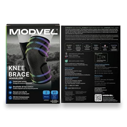 Modvel 2 Pack Knee Brace for Women & Men - Knee Support for Walking, Knee Compression Sleeves for Pain Relief, Knee Sleeves for Women, Knee Sleeves for Men, Knee Brace for Sports, Workouts & Arthritis