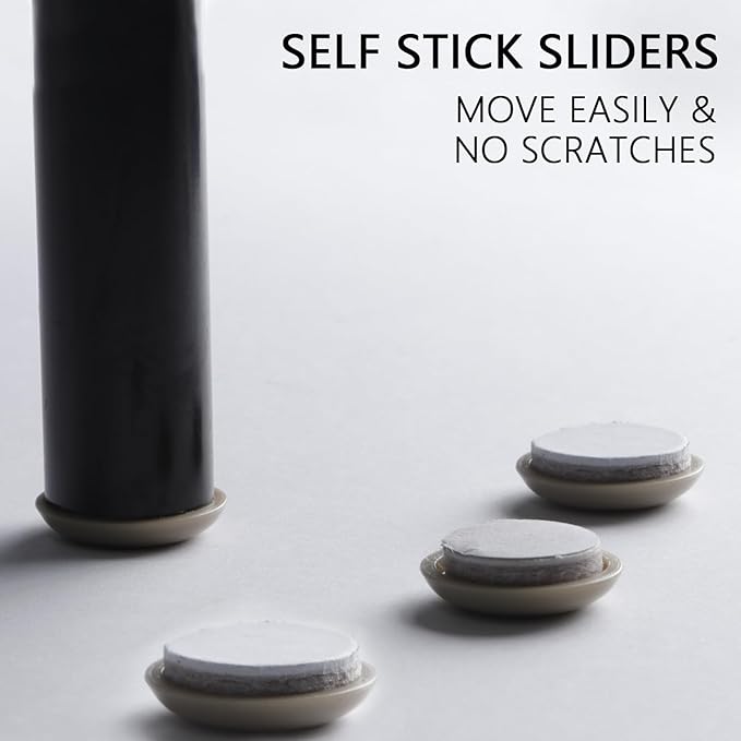 1 Inch Self-Stick Furniture Sliders, Kayzn 24 PCS Furniture Sliders for Carpet, Chair Sliders for Carpet - Easily Glide Any Items & Protect The Floor!
