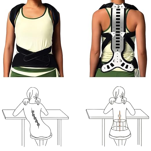 Adjustable Spine Posture Corrector for Back Support,2026 New Full Scoliosis Back Brace Posture Corrector for Kyphosis and Vertebral Compression Fracture Men and Women (Black, Medium)