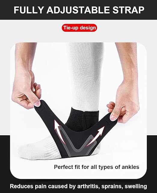 SUJAYU 2 Pack Ankle Brace & Elastic Supports for Men & Women, Ankle Support Ankle Compression Sleeve, Ankle Wrap Ankle Sleeve Ankle Brace for Sprained Ankle (Black, Large)