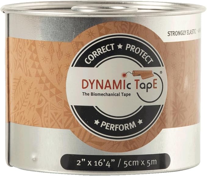 Dynamic Tape Original - Biomechanical Athletic Tape | 4 Way Stretch & Stronger Recoil Than Kinesiology Tape | Designed for Muscle & Joint Load Management | High-Load Sports (101ft - 2" Beige/Black)