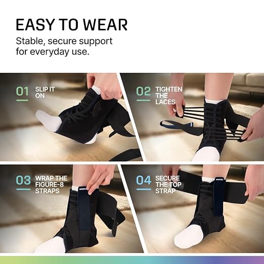 MODVEL Slim Lace Up Ankle Brace, Adjustable Ankle Braces for Men, Ankle Brace for Women, Ankle Support for Women – Figure 8 Ankle Brace Strapping with Soft Pads for Sprained Joint Stability Ankle Wrap