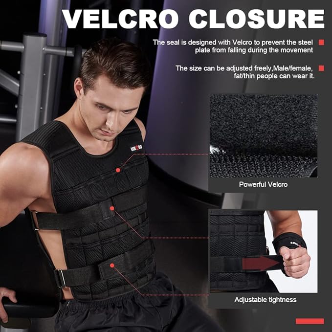 Weighted Vest Set 44LB for Men & Women, Adjustable Workout Weight Vest with Steel Plates, Weighted Training Vest with Wrist Weights and Ankle Weights for Strength Training, HIIT, Rucking & Cardio