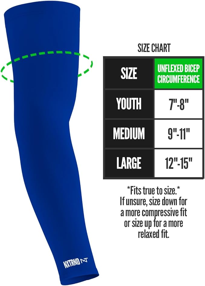1 Pair Nxtrnd Compression Arm Sleeves for Men, Breathable Football, Basketball, Baseball Accessory, Adult & Kids