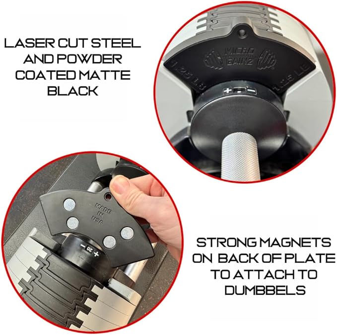Micro Gainz 1.25LB Magnetic Weight Attachment for Nuobell Style Adjustable Dumbbells, Choose 2 or 4 Piece Magnetic Weight Plates, Ideal for Micro Loading Dumbbells, Made in USA