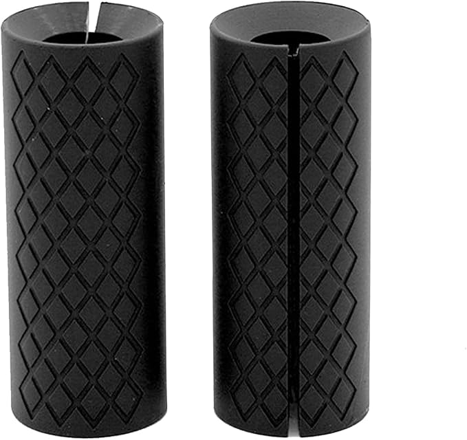 Thick Dumbbell & Barbell Grips for Weightlifting - High-Density Silicone Rubber, Non-Slip Gym Grips for Muscle Growth, Hand Stress Relief, Arm Blaster Adapter Black (1 Pair)