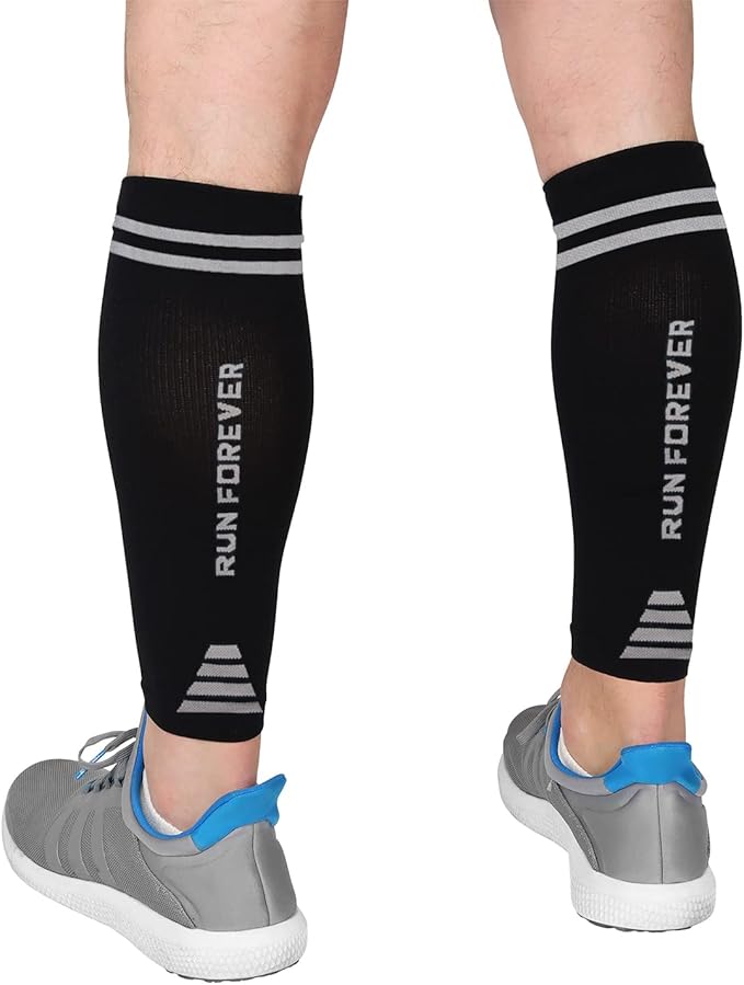 Run Forever Calf Compression Sleeves for Men and Women - Leg Compression Sleeve - Footless Compression Socks for runners
