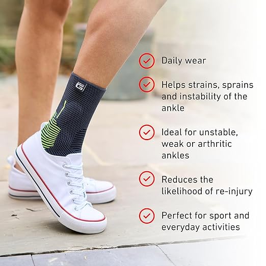 Neo-G Ankle Brace Ankle Compression Sleeve with Silicone Joint Cushions – Sprained Ankle Support for Men and Women – Breathable Targeted Compression for Sports and Daily wear - Active Plus (Medium)