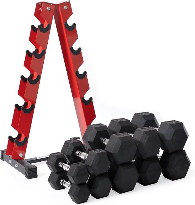 RitFit 5-780LBS Rubber Coated Hex Dumbbell Weight Set with Rack and Adjustable Weight Bench for Home Gym, Strength Training, Workouts