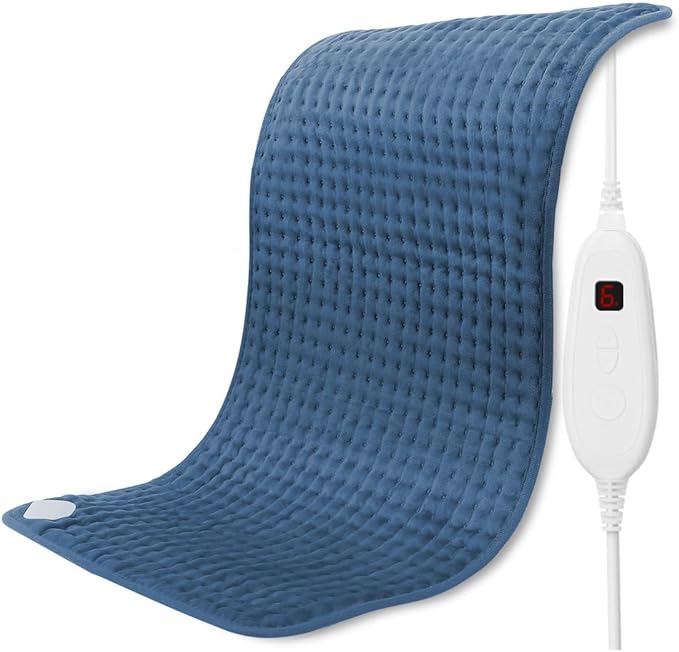DAILYLIFE Heating Pad for Back Pain Relief, 17" x 33" Electric Heating Pads for Cramps, Back, Shoulder and Neck with 6 Heat Settings, Fast-Heating Technology, Machine Washable, UL Certified, Dark Blue