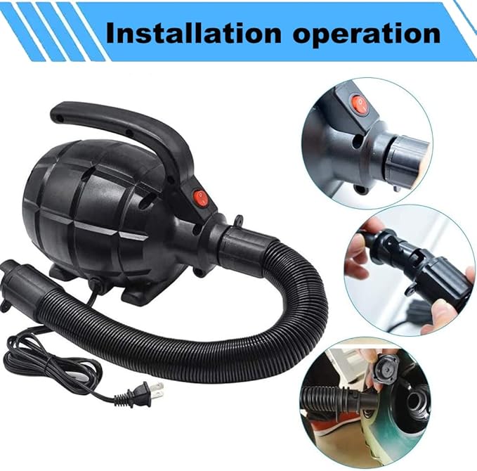Electric Airpump for Inflatable Tumble Track Gymnastics Mat, Air Roller Barrel, Swimming Ring, Bed, Pool Toy, Inflatables Raft Boat Electric Pump with 4 Nozzles（AC 110-120V（500W））
