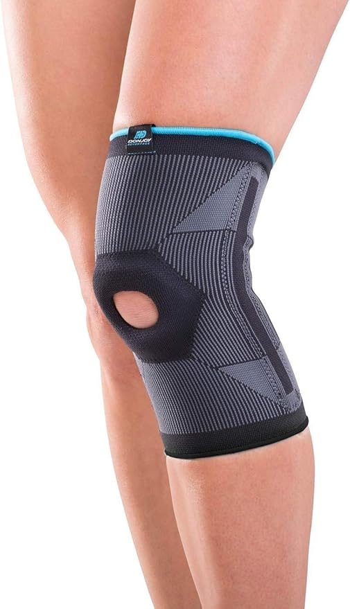 DonJoy Advantage Deluxe Elastic Knee Sleeve for Sprains, Strains, Swelling, Soreness, Arthritis & Patellofemoral Syndrome - Silicone Hex-Buttress Support for Wellness and Fitness Users, Large