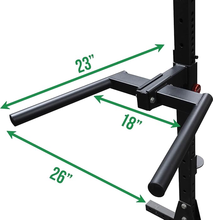 Dip Bar Station For Tricep Dips, Bodyweight Training, Calisthenics, Attaches to 2"x3" Rigs, Cages, Squat Racks with 5/8" Hardware, Angular Bar Layout