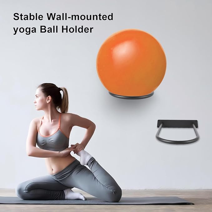 Stability Ball Holder Wall Mount - Heavy Duty Exercise & Yoga Ball Storage Rack for Home, Yoga Studios, and Commercial Gyms - Space-Saving Design for Stability Balls up to 85cm(Black 1-Pack)