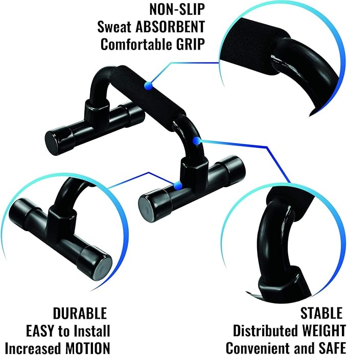 Push Up Bar Strength Training - Home Gym Exercise Equipment Push-up Stands with Cushioned Foam Grip Handles Non-Slip Sturdy Structure - Floor Workouts Fitness Calisthenics for Men Women