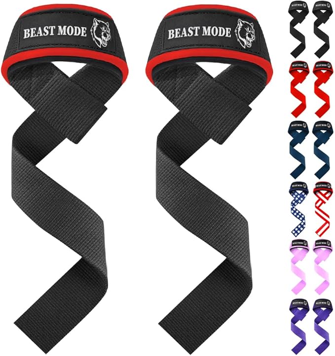 TECEUM Lifting Straps for Weightlifting Gym Strength Training - Wrist Straps with Neoprene Padded Cotton - Men & Women – Ideal for Powerlifting, Bodybuilding & Deadlifts