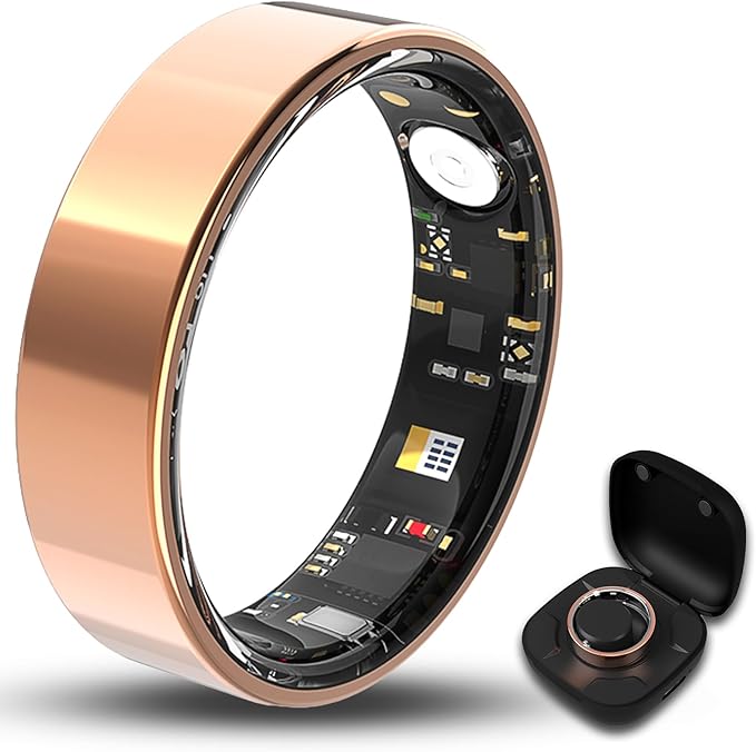 Smart Ring for Women Men Fitness Tracker with Blood Oxygen,Heart Rate,Sleep Monitoring,Step Counting,for iPhone and Android,Waterproof smart blood pressure monitor,No Subscription Fees (Rose Gold, 10)