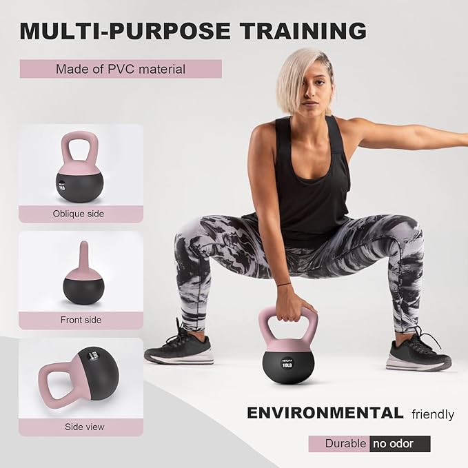 Soft Kettlebell 5LB/10LB/15LB/20LB/25LB, Kettlebells for Home Gym Strength Training, Anti-Slip Fitness Weights for Men Women