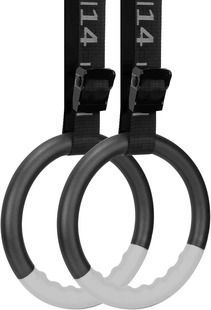 Teamaze Gymnastic Rings with 15 FT Adjustable Straps Non-Slip Gymnastics Rings Pull Up Workout Rings for Home Gym Exercise, Training