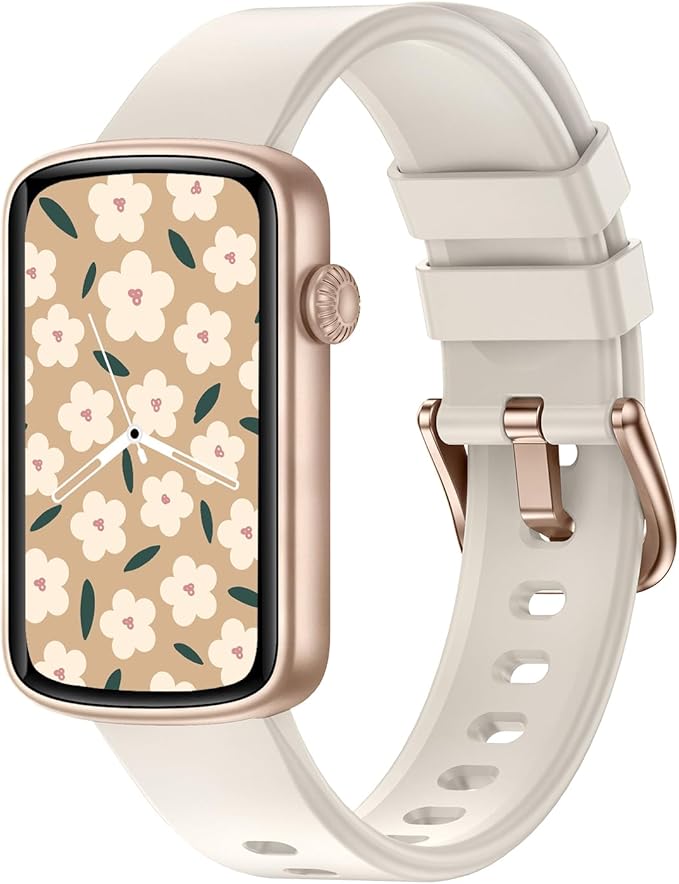 Fitness Watches for Women, LYNN2 Fitness Tracker with Heart Rate Monitor Blood Oxygen/Sleep Tracker Pedometer, Slim Step Tracker Watch for iOS/Android Phones Waterproof (Milky White)