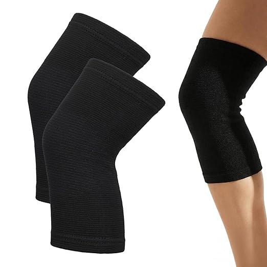 Premium Bamboo Knee Sleeve - 1 Pair Bamboo Compression Knee Sleeve for Women & Men, Anti-Slip Elastic Sport Warm Knee Brace for Arthritis (Black,Medium)
