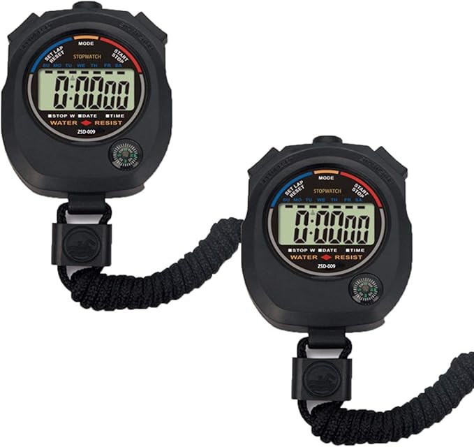 Pgzsy 2 Pack Multi-Function Electronic Digital Sport Stopwatch Timer, Large Display with Date Time and Alarm Function,Suitable for Sports Coaches Fitness Coaches and Referees,Pgzsy