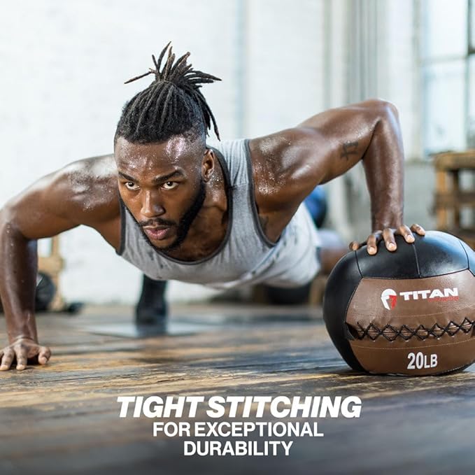 Titan Fitness Soft Leather Medicine Wall Ball Durable, Endurance, Cardio, Core Strength