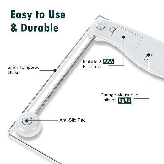 NUTRI FIT Digital Bathroom Scale for Body Weight Loss, Precision Weighing, High Accuracy, 330 lbs Capacity, Step-on Technology with AAA Batteries, Birthday Gifts, Bright White