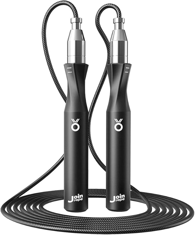 Weighted Jump Rope,Dual Bearing Smooth Rotation Speed Jump Rope, One-Button Push Adjustable Length for Men Women, Workout with Metal Handles for Fitness, Home Exercise & Slim Body